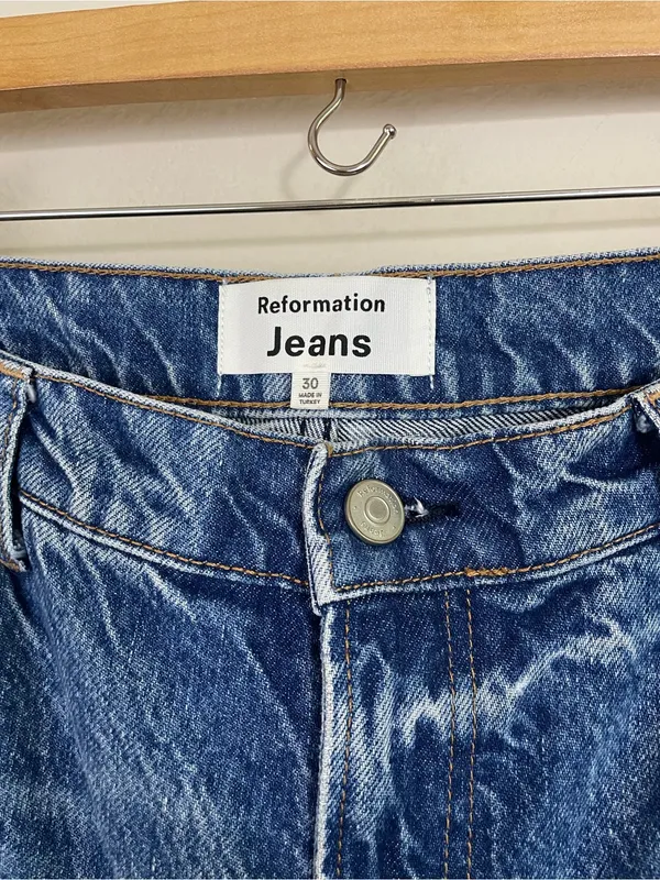 REFORMATION Abby High Rise Straight Jeans In Lanier Size 30 - Image 4