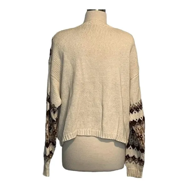 Red Camel Llama Novelty Cardigan Sweater Womens Large Cream Brown Vintage‎ Ramie - Image 9