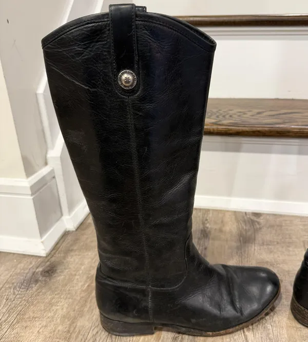 Frye Melissa Button Riding Boots Black Leather Women’s Size 8.5 Classic Tall - Image 7