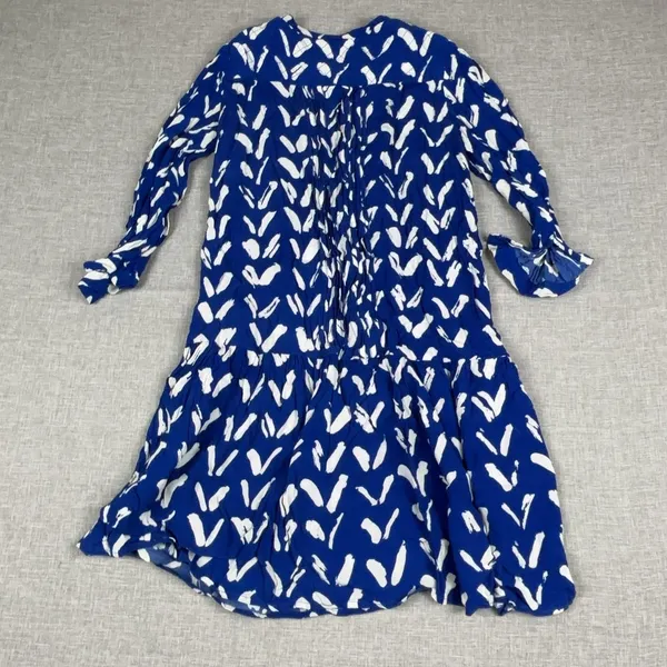 Maeve Anthropologie‎ Dress Womens XS Blue Geometric Henley 3/4 Sleeve - Image 9
