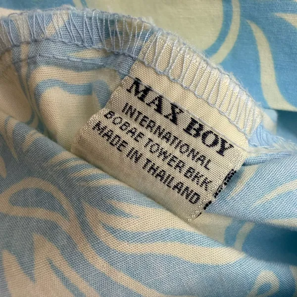 Max Boy Blue Cream Hawaiian Print Button Down Mens Short Sleeve Shirt Size Large - Image 9