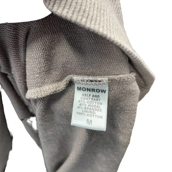 Monrow Distressed Double Layer Sweatshirt Fawn White Size‎ Medium Tan - Image 10