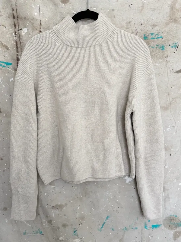 Lululemon Merino Wool-Blend Ribbed Turtleneck Sweater, Heathered Natural Ivory - Image 2