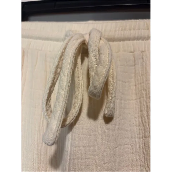 POL Wide Leg Crochet Lace Floral Cream White Elastic Waist Size L 100% Cotton - Image 6