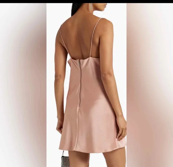 Alice + Olivia Harmony Draped Satin Crepe Mini Dress Rose Size 12 - Image 2