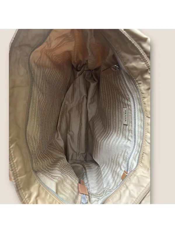 Y2K Archive Prada Nylon Tote Khaki Brown Leather - Image 6