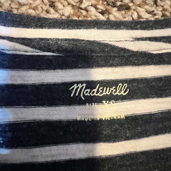 Madewell‎ Womens Navy Blue White Striped Short Sleeve Crew Neck Tee E7709 XS - Image 2