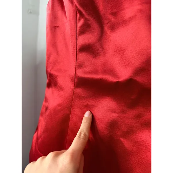 Retrofête Livie Dress Red Satin Boat Neck Mini Cocktail Dress Size S - Image 5
