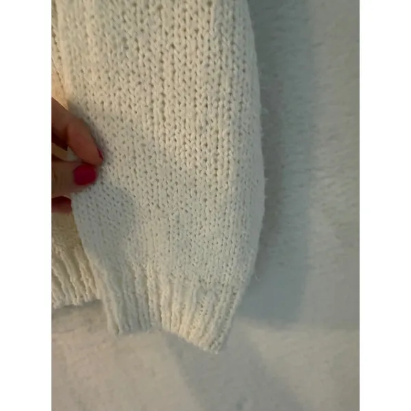 Blair‎ Boutique Vintage Lace Collar Pearl Button Knit Sweater Off-White Large - Image 11
