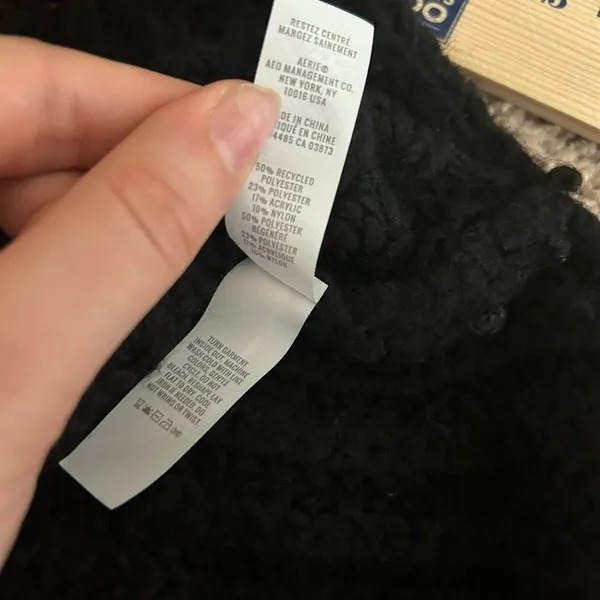 Aerie Thick Chunky Knit Black Oversized Crewneck Sweater Size XS Cozy Winter - Image 9