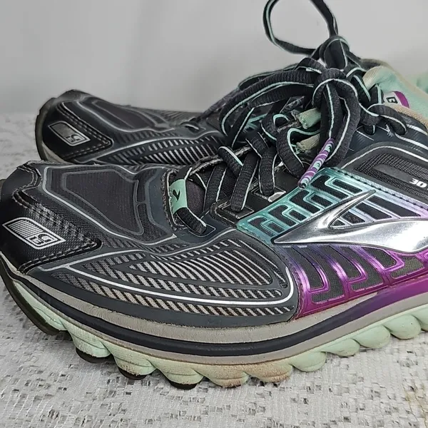 Brooks fit print glycerin purple gray athletic hiking trailing low top shoes 8 - Image 3