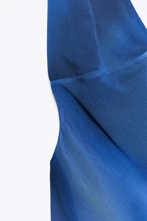 Zara Blue Halter Maxi Dress evening party wedding bohemian - Image 3