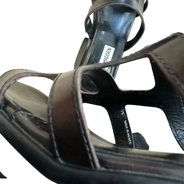 Steve Madden dark brown Leather Sandals Y2K - Image 8