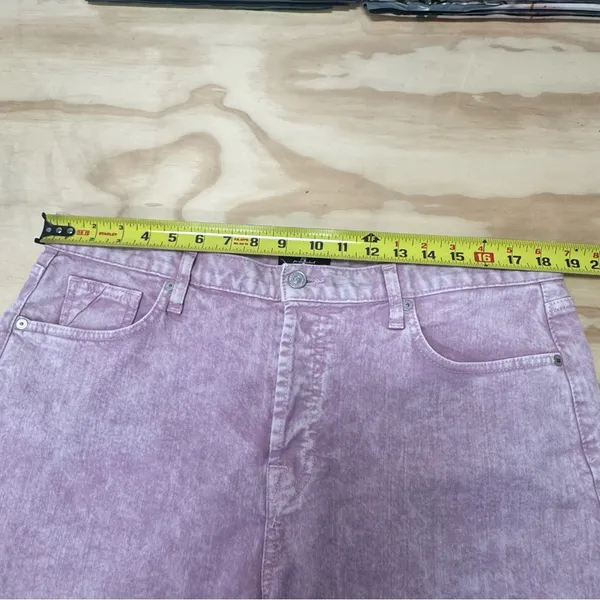 7 For All Mankind Monroe Cuttoff Denim Short Pink‎ Raw Hem Button Fly W32 - Image 9