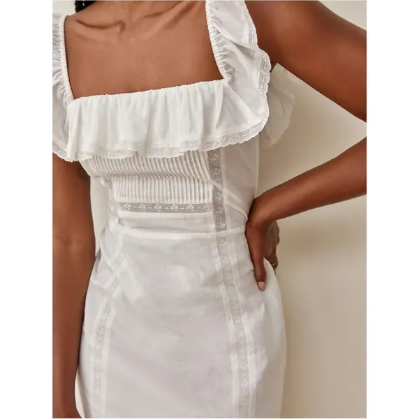 Reformation Tide Midi Dress White Ruffle Cotton Tiered - Image 4