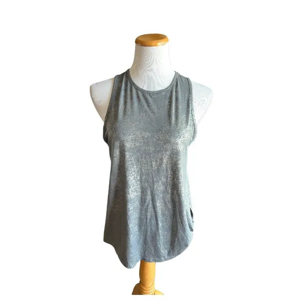 Womens All In Motion Gray Silver Metallic Tie Activewear Tank Top - Sz M - Image 3