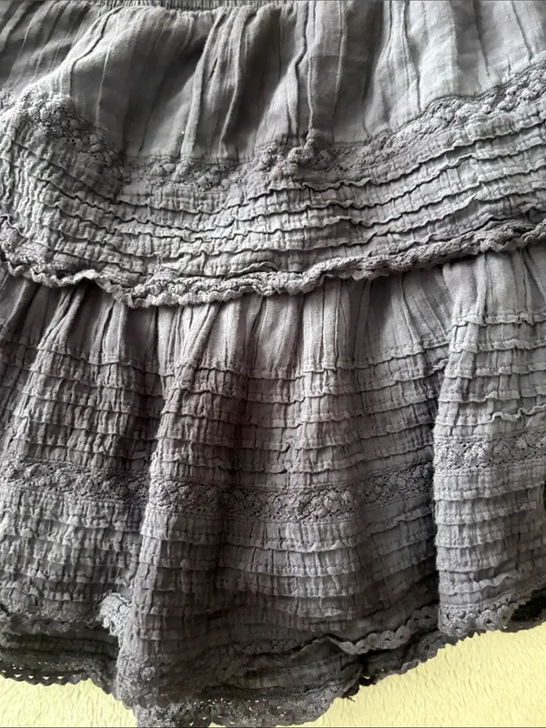 EUC Women’s aerie Tiered Mini Skirt in Navy Tie-Dye Size M - Image 4