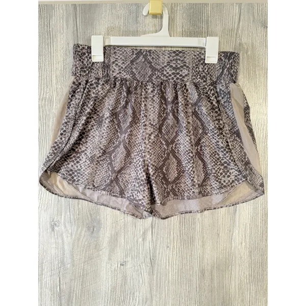 Vitality Balance Athletica M High Rise Breeze Shorts Gray Snake Print Lined Run - Image 3