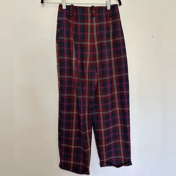 TOPSHOP plaid high waisted trousers preppy retro academia schoolgirl size 2 - Image 4