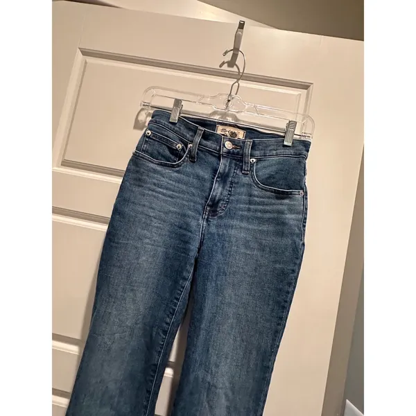 Madewell Kick Out Full Length Jeans Light Indigo‎ Blue Mid Rise Flare Size 24 - Image 2