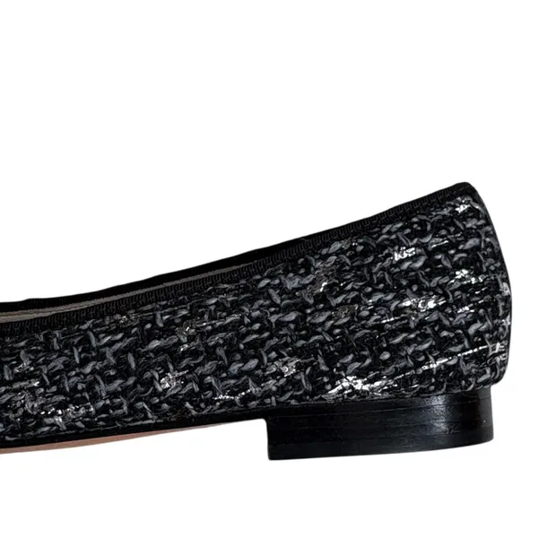 Like New Sam Edelman Sara Leather Tweed Flats Black Silver Size 7.5 - Image 4