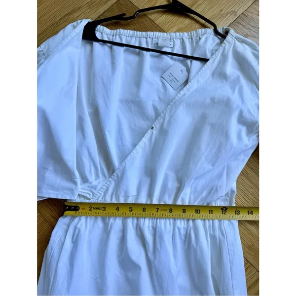 Club Monaco Rowlen Cotton Poplin Wrap Dress w/ Ruffled Sleeves, Sz 2, White - Image 12
