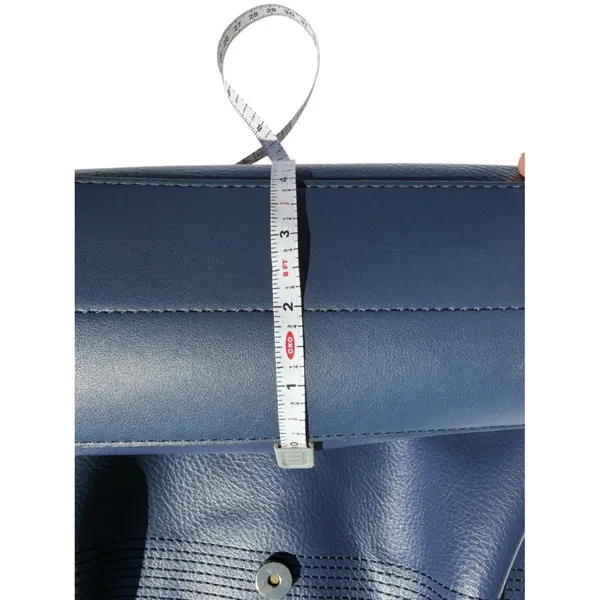 Navy Blue Triple Compartment‎ Tote Bag Classic Elegant Braided Handles Gold Logo - Image 11
