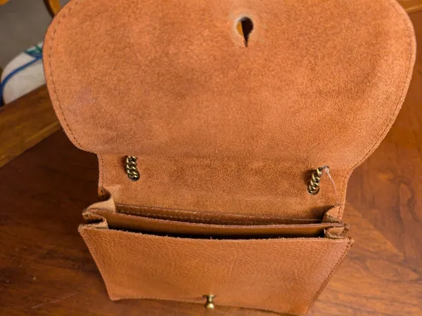 MADEWELL The Leather Collar Stud mini crossbody bag English Saddle EUC - Image 7