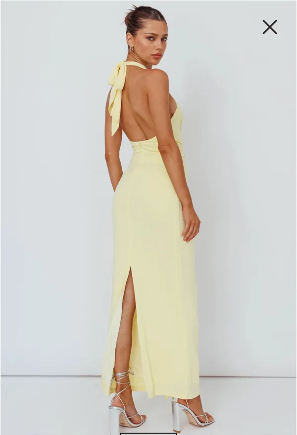 Hello Molly Yellow Halter Midi Dress - Image 2