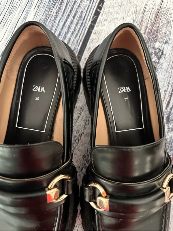 Zara Classic Black Chunky Lug Sole Loafer - Image 8