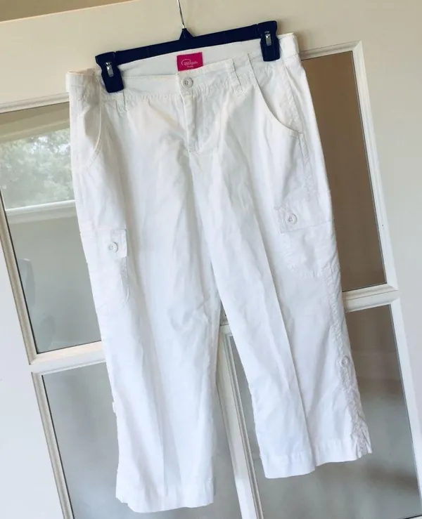 Pappagallo White Capris Crop Pants Womens 4P Cargo - Image 5