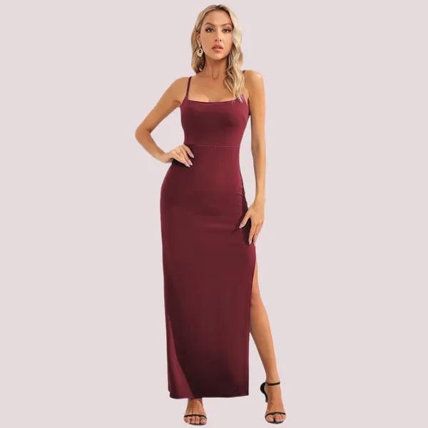 NWT Maroon Backless Spaghetti Strap Maxi Dress - Image 3