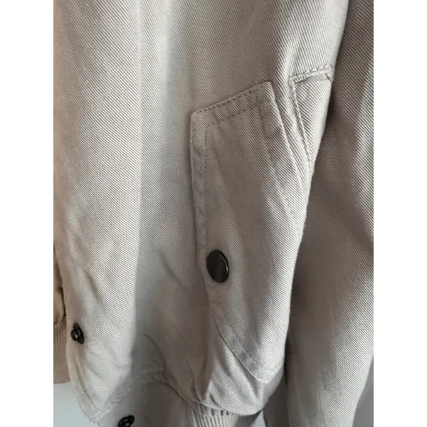For The Republic Bomber Jacket Small Beige Snap Front - Image 3