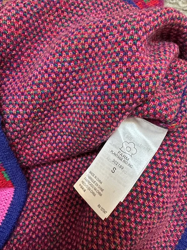 The Farm Rio Mixed Leopard Pop Sweater Oversized Dress Wool Blend Sz S - Image 9