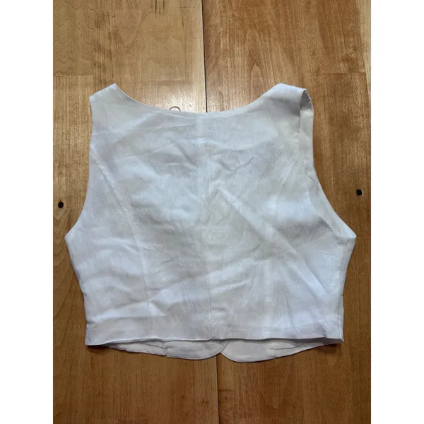 HYFVE Off White Button Up Square Neck Cropped Vest Top Women Size M‎ - Image 5