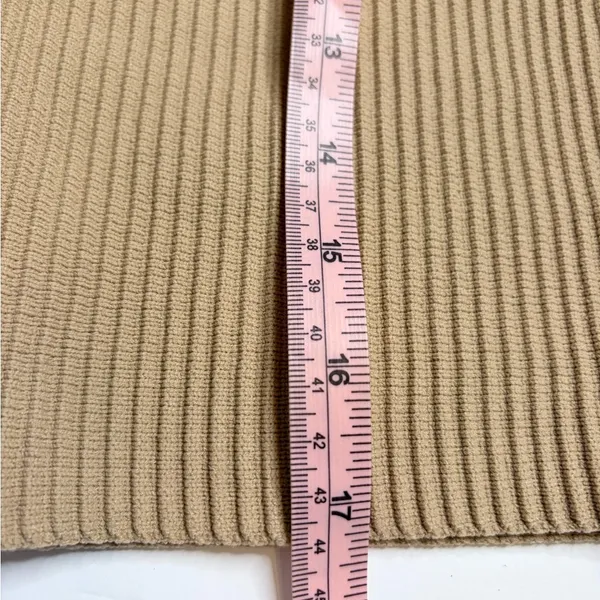 Tan Ribbed One Shoulder Halter Crop Top Sz S a35 - Image 3