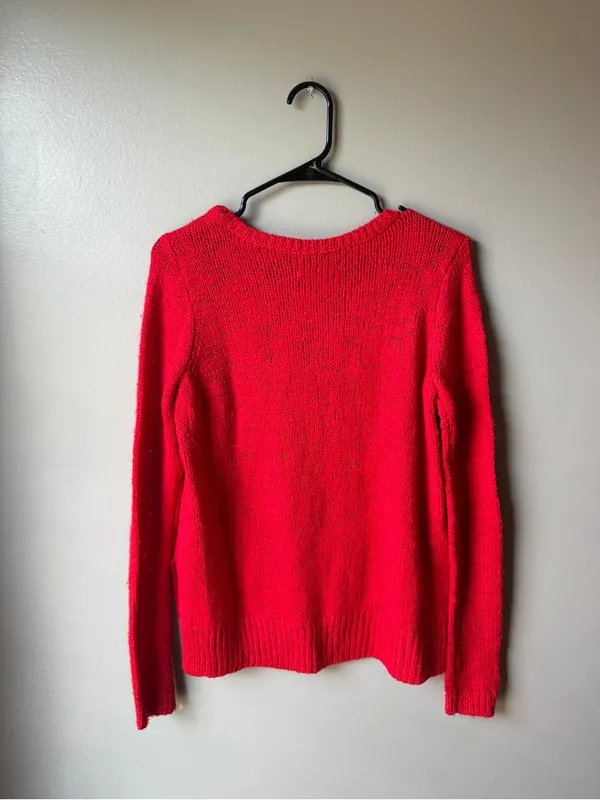 Abercrombie & Fitch Red Knit High Low Sweater Size Medium - Image 5