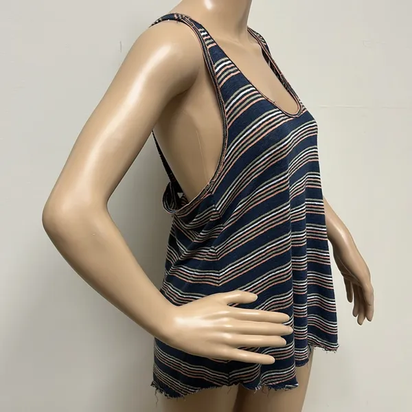 We The Free Best Night Twist Racerback Navy Striped Tank Top Size S - Image 4