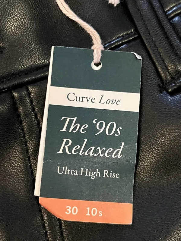 Abercrombie & Fitch Curve Love 90s Relaxed Jeans Womens 10S Black Faux Leather - Image 8