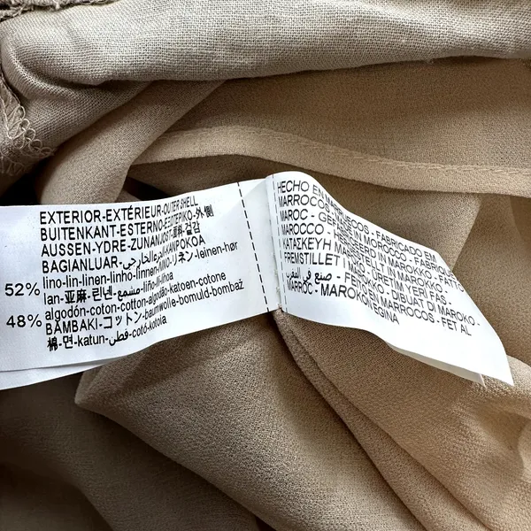 Zara Linen Shirt Dress Collar Mini Short Sleeve Belted Button Pockets Beige S - Image 5