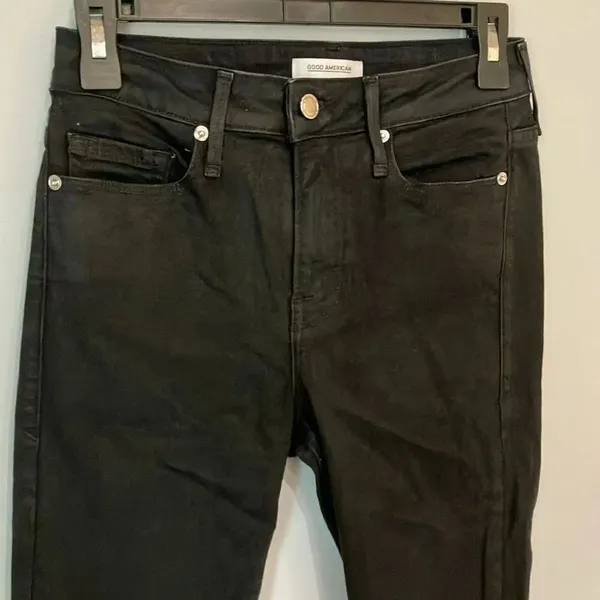 Good American Good Legs Mid Rise Black Skinny Jeans size 2/26 #784 - Image 5