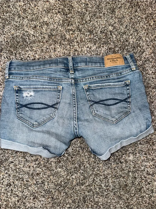 Abercrombie & Fitch Light Wash Distressed Denim Shorts - Image 2