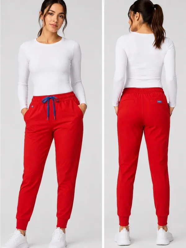 FIGS Tansen Jogger Scrub Pants Red Size S Technical Collection Medical - Image 2