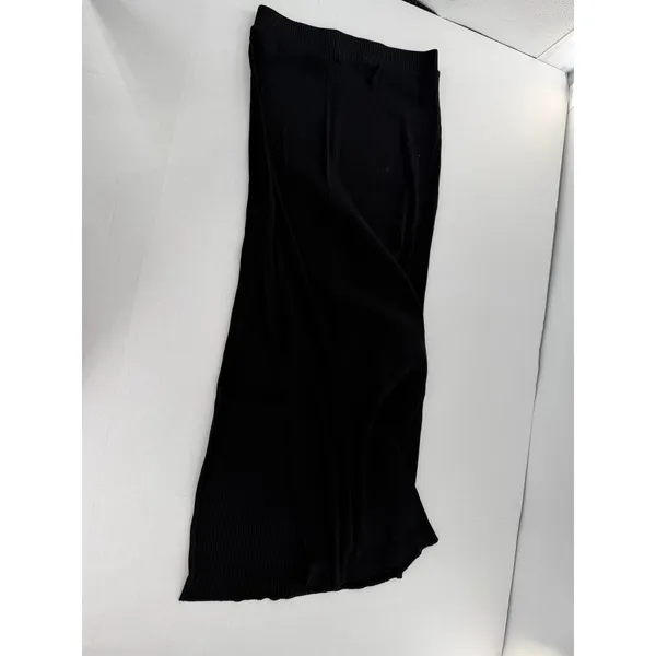 Miss Selfridge Black Ribbed Maxi Skirt Sz 6 Stretch Flare Witchy Grunge 90s Goth - Image 2