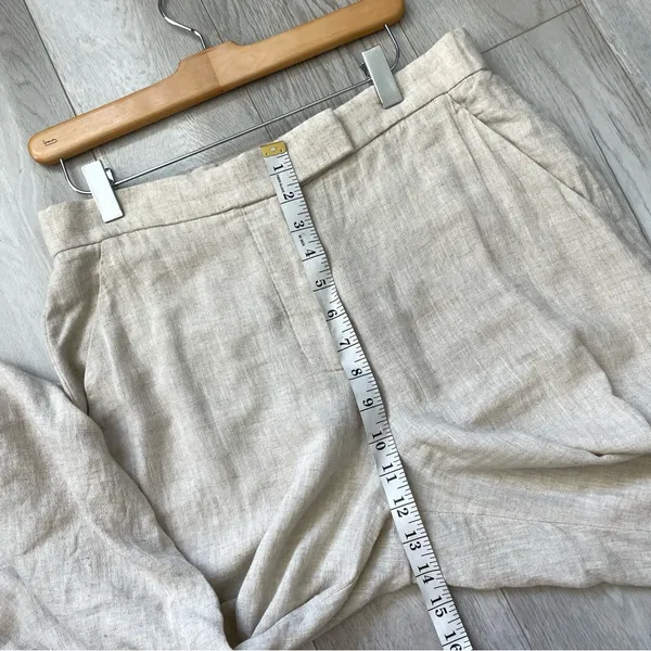 Abercrombie & Fitch Pants linen tailored straight leg womens Beige size 8 short - Image 7