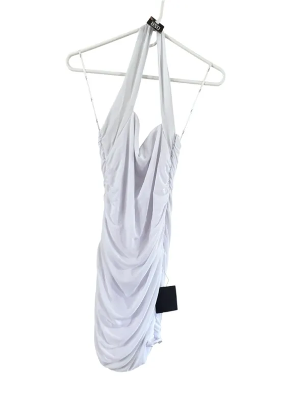Women's Lulus White Halter Ruched Mini Dress M - Image 8