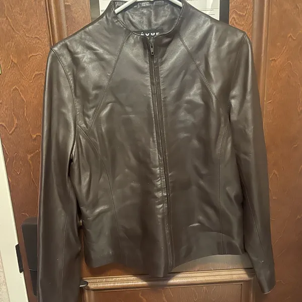 Vintage Brown Faux Leather Jacket by Revue Size 8 - Image 7