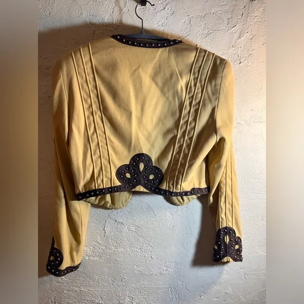 Double D Ranch Gold Tan Studded Blazer Jacket Brown Detailing cropped western M - Image 7