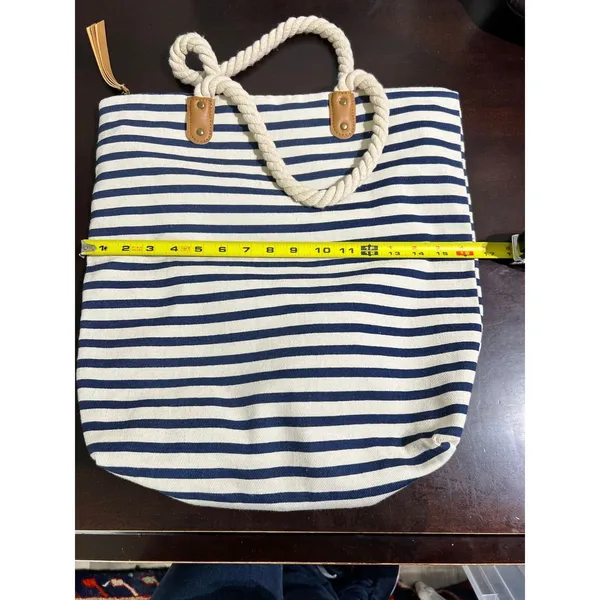Summer & Rose Tote Bag Striped Nautical‎ Beach Rope Handles Zip Closure NWOT - Image 7