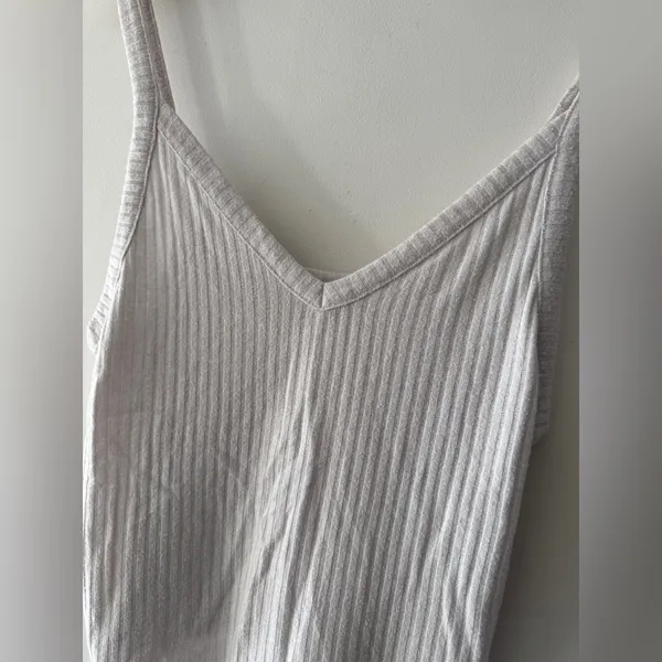 American Eagle Soft & Sexy Rib White‎ V Neck Tank Top - Image 2